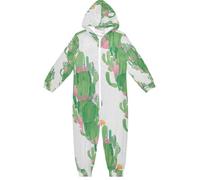 RPLIFE Tutina per bambini dai 4 ai 14 anni, a maniche lunghe, con cerniera, per autunno inverno, Cactus verde., 12-13 Anni