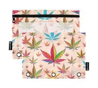 RPLIFE Vibrant Leaves Peach Cream 2Pack 3-ring Pencil Pouch for Kids School, Clear View Zipper Binder Pouch per ragazzi ragazze, 24,9 cm × 17,8 cm (taglia unica x 2)