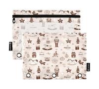 RPLIFE Vintage Christmas Nutcrackers 2 Pack Raccoglitore Zipper Pouch per la scuola dei bambini, grande astuccio per ragazzi ragazze, 9.8 ″ × 7″