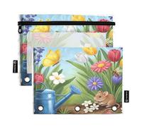 RPLIFE Whimsical Spring Garden Flowers Portapenne con finestra trasparente, confezione da 2 matite per ragazzi e articoli per la scuola per bambini, 24,9 × 17,8 cm (taglia unica x 2)