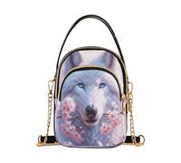 RPLIFE Wolf Cherry Blossoms rosa trapuntato borsa a tracolla con tracolla a catena, borsa a tracolla da donna piccola borsa per viaggi e abbigliamento casual