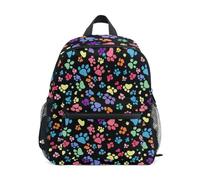 RPLIFE Zainetto colorato con stampa di zampe, per bambini, per la scuola, per ragazzi, ragazze, bambini, con targhetta per nome, piccola borsa da viaggio, 3-8 anni