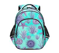RPLIFE Zainetto per bambini, motivo: stella marina viola blu scuola elementare, Stella Marina Blu Viola, 17 Inch, classico