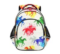 RPLIFE Zainetto per bambini, zaino arcobaleno per cavalieri, scuola elementare, Cavalieri Rainbow Horse, 17 Inch, classico