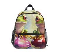 RPLIFE Zaino colorato per bambini a forma di funghi rane con targhetta per nome, borsa per la scuola per bambini, Funghi Rane Colorati, 3-5 Years, Zaini Carino