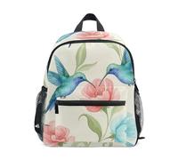 RPLIFE Zaino con colibrì ad acquerello, rosa, con targhetta per nome, mini zaino per la scuola per bambini, zaino prescolare per ragazze, Acquerello Colibrì Rosa, 3-5 Years, Zaini Carino