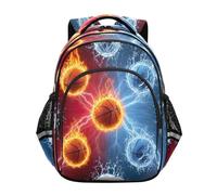 RPLIFE Zaino da basket con fiamme e fiamme per la scuola ragazzi ragazze età 8-14 anni, zaino per bambini scuola elementare ragazzi, Palloni da basket Fiamme Acqua, Small, Zaini Tradizionali