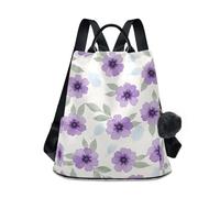 RPLIFE Zaino da donna con fiori di lavanda viola acquerello, antifurto, borsa da viaggio alla moda con pompon per escursioni