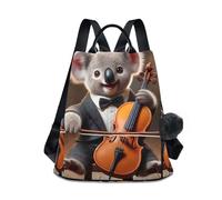 RPLIFE Zaino da donna con motivo koala e serenata, con tasca posteriore antifurto, con cerniera, con pompon