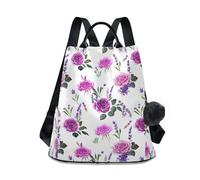 RPLIFE Zaino da donna con rose viola lavanda, antifurto, cerniera posteriore, borsa da viaggio casual alla moda