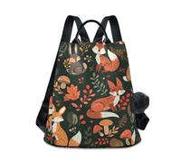 RPLIFE Zaino da donna con volpe carina, colore verde autunnale, alla moda, antifurto, borsa da viaggio