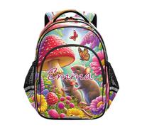 RPLIFE Zaino da giardino con topolini e fiori per la scuola, ragazzi e ragazze, zaino personalizzato per la scuola elementare, età 6-12 anni, Giardino dei fiori di topi, 17 Inch, Zaini Tradizionali