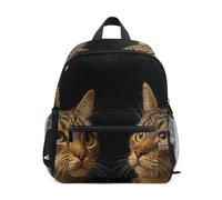 RPLIFE Zaino da viaggio con gatto e farfalle, colore nero, con targhetta per nome, per la scuola e i viaggi, Farfalle Gatto Nero, 6-8 Years, Zaini Carino