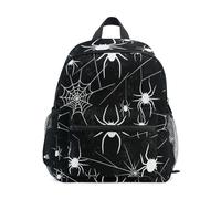 RPLIFE Zaino da viaggio con ragnatele bianche, con targhetta per nome, 3-8 anni, Ragnatele bianche nere, Medium, Zaini Carino
