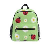 RPLIFE Zaino da viaggio per bambini e bambine, con grazioso motivo coccinelle e margherite, con targhetta per nome, 3-8 anni