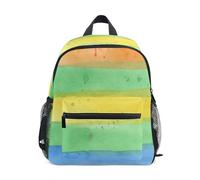 RPLIFE Zaino della ragazza del bambino delle strisce dell'arcobaleno dell'acquerello con etichetta del nome, piccola borsa da viaggio, Strisce arcobaleno acquerello, 3-5 Years, Zaini Carino