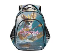 RPLIFE Zaino divertente con cane chitarrista personalizzato per ragazzi e ragazze, zaino scuola elementare per ragazzi, Divertente cane chitarrista, 17 Inch, Zaini Tradizionali