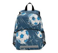 RPLIFE Zaino per bambina con guinzaglio, grazioso pallone da calcio blu, zaino per la scuola per bambini, piccolo zaino da viaggio per libri da 3-6 anni, medio