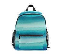 RPLIFE Zaino per bambina con motivo a righe ad acquerello, turchese e verde acqua, con targhetta per nome, mini zaino per la scuola materna, Strisce Acquerello Turchese Teal, 6-8 Years, Zaini Carino