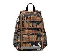 RPLIFE Zaino per bambine e ragazzi, accogliente gatto biblioteca marrone borsa da viaggio mini borsa scuola per bambini 3-6 anni Medium