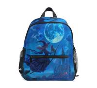 RPLIFE Zaino per bambine e ragazzi, Halloween Witch Castle Blue Little Kid's Backpack, Halloween Witch Castle Blu, Small, Zaini Cool Soccer Print