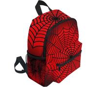 RPLIFE Zaino per bambine e ragazzi, motivo ragnatela, rosso, da viaggio, per la scuola, 3-8 anni