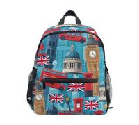 RPLIFE Zaino per bambine e ragazzi, stile retrò Londra, blu, Retro London Luoghi di interesse, Medium, Zaini Cool Soccer Print