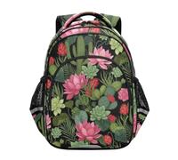 RPLIFE Zaino per bambini, cactus, piante grasse, fiori, zaino scuola elementare, Cactus Piante Succulente Fiori, 17 Inch, classico