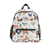 RPLIFE Zaino per bambini con animali della fattoria e mucche, per bambini, ragazzi, ragazze, bambini, con targhetta per il nome, mini zaini per asilo prescolare, Animali da fattoria Mucche, 6-8 Years