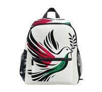 RPLIFE Zaino per bambini con bandiera della Palestina, simbolo della pace, con targhetta per nome, zaino per bambini, borsa per libri da viaggio, 3-8 anni