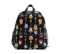 RPLIFE Zaino per bambini con chitarre colorate con targhetta per nome, borsa per la scuola per bambini, 3-8 anni, Chitarre colorate, Small, Zaini Carino