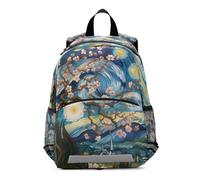 RPLIFE Zaino per bambini con fiori di mandorlo e notte stellata, per ragazzi e ragazze, piccola borsa da viaggio per libri per bambini 3-6 anni, M
