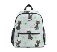 RPLIFE Zaino per bambini con gatti neri, occhi verdi, mini con targhetta per il nome, zaino scolastico per bambini, 3-8 anni, Gatti neri Occhi verdi, Medium, Zaini Carino