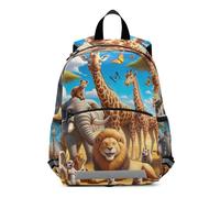 RPLIFE Zaino per bambini con giraffa e tigre africana, per bambini e bambine, mini borsa per la scuola o per libri da viaggio, 3-6 anni, M