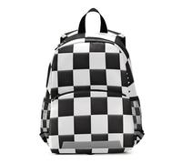 RPLIFE Zaino per bambini con guinzaglio, classico nero e bianco, mini zaino per la scuola materna 3-6 anni M