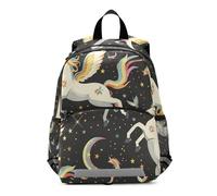 RPLIFE Zaino per bambini con guinzaglio, grazioso unicorno nero borsa da viaggio per libri piccoli zaini per la scuola per bambini