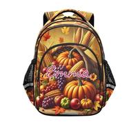 RPLIFE ZAINO PER BAMBINI CON NOME PERSONALIZZATO - Autumn Harvest Cornucopia Brown Boys Backpack Elementary School, Raccolta Autunno Cornucopia Marrone, 15 Inch, Zaini Tradizionali