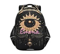 RPLIFE Zaino per bambini con nome personalizzato, Moon Stars Golden Elementary Kids Backpack, Luna Stelle Dorate, 15 Inch, Zaini Tradizionali