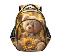 RPLIFE Zaino per bambini con orsacchiotti e girasoli per ragazze e ragazzi di età compresa tra 8 e 14 anni, zaino elementare