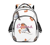 RPLIFE Zaino per bambini con pettirossi e bacche arancioni, zaino per bambini per la scuola elementare dai 6 ai 12 anni, Robins Orange Bacche, 17 Inch, Zaini Tradizionali