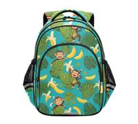 RPLIFE Zaino per bambini, con scimmia tropicale, per la scuola elementare, Scimmia carina tropicale, 15 Inch, classico