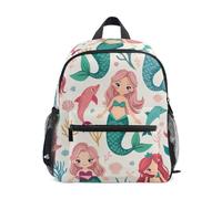 RPLIFE Zaino per bambini con sirene, colore corallo e beige, per bambini e bambine, mini zaino, Sirene Beige Corallo, Small, Zaini Cool Soccer Print | Zaini leggeri per bambini da 3 a 8 anni, con targhetta per il nome