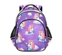 RPLIFE Zaino per bambini da 15 pollici per la scuola, zaino per la scuola elementare per bambini, grazioso unicorno rosa viola