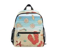 RPLIFE Zaino per bambini e bambine, con conchiglie estive da spiaggia, piccolo zaino da viaggio con targhetta per il nome, Summer Beach Seashell, 6-8 Years, Zaini Carino