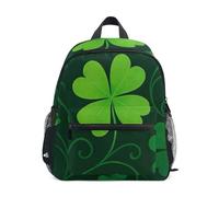 RPLIFE Zaino per bambini e bambine, mini zaini per asilo con trifogli verdi con targhetta per nome, Trifoglio Verde, 3-5 Years, Zaini Carino