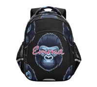 RPLIFE Zaino per bambini Gorilla Head, nero, per la scuola, con nome personalizzato, per bambini dai 6 ai 12 anni, Gorilla Head Nero, 17 Inch, Zaini Tradizionali