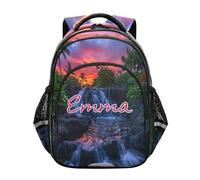 RPLIFE Zaino per bambini per la scuola con nome personalizzato, Hawaii Waterfall Elementary Kids Backpack, Cascata delle Hawaii, 17 Inch, Zaini Tradizionali