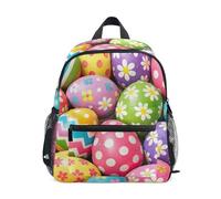 RPLIFE Zaino per bambini per ragazze e ragazzi, borsa da viaggio con uova di Pasqua colorate con targhetta per il nome, mini borsa per la scuola per bambini, Uova di Pasqua colorate 1, 6-8 Years