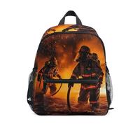RPLIFE Zaino per bambini per ragazze e ragazzi, borsa da viaggio per libri dei pompieri con targhetta per il nome, mini, 3-8 anni, Pompiere, Small, Zaini Carino