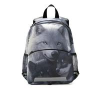 RPLIFE Zaino per bambini per ragazze e ragazzi, con lupo e mamma, zaino da viaggio, mini zaino per la scuola per bambini 3-6 anni, medio